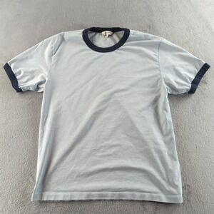 Club Monaco Ringer T-Shirt Mens XL Blue Navy Casual Crew Neck 100% Cotton Shirt